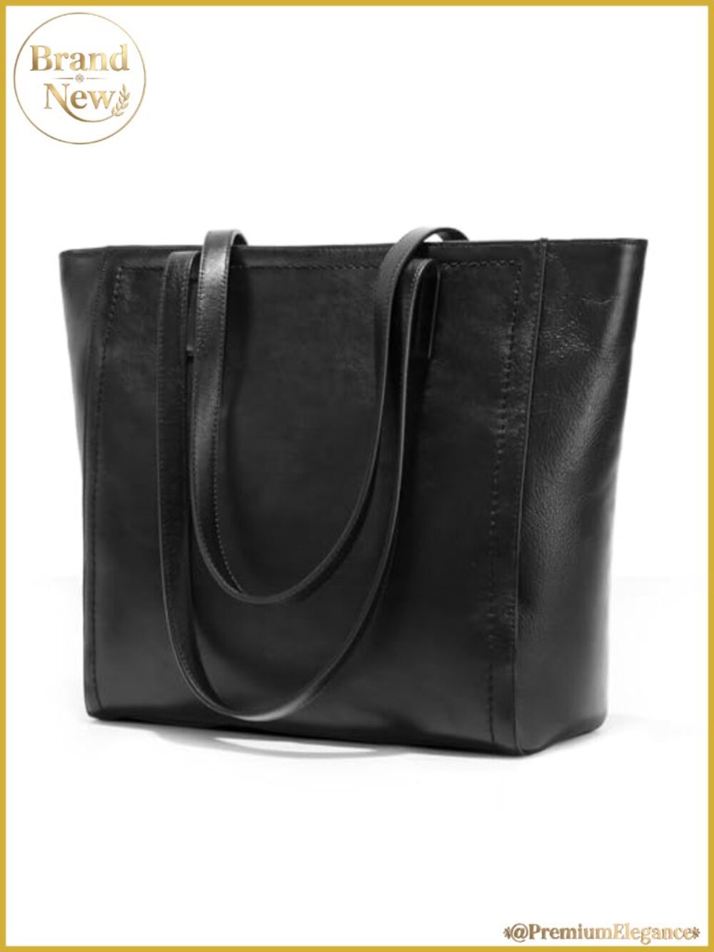 Vintage Genuine Leather Work Tote with Zipper & Luggage Sleeve